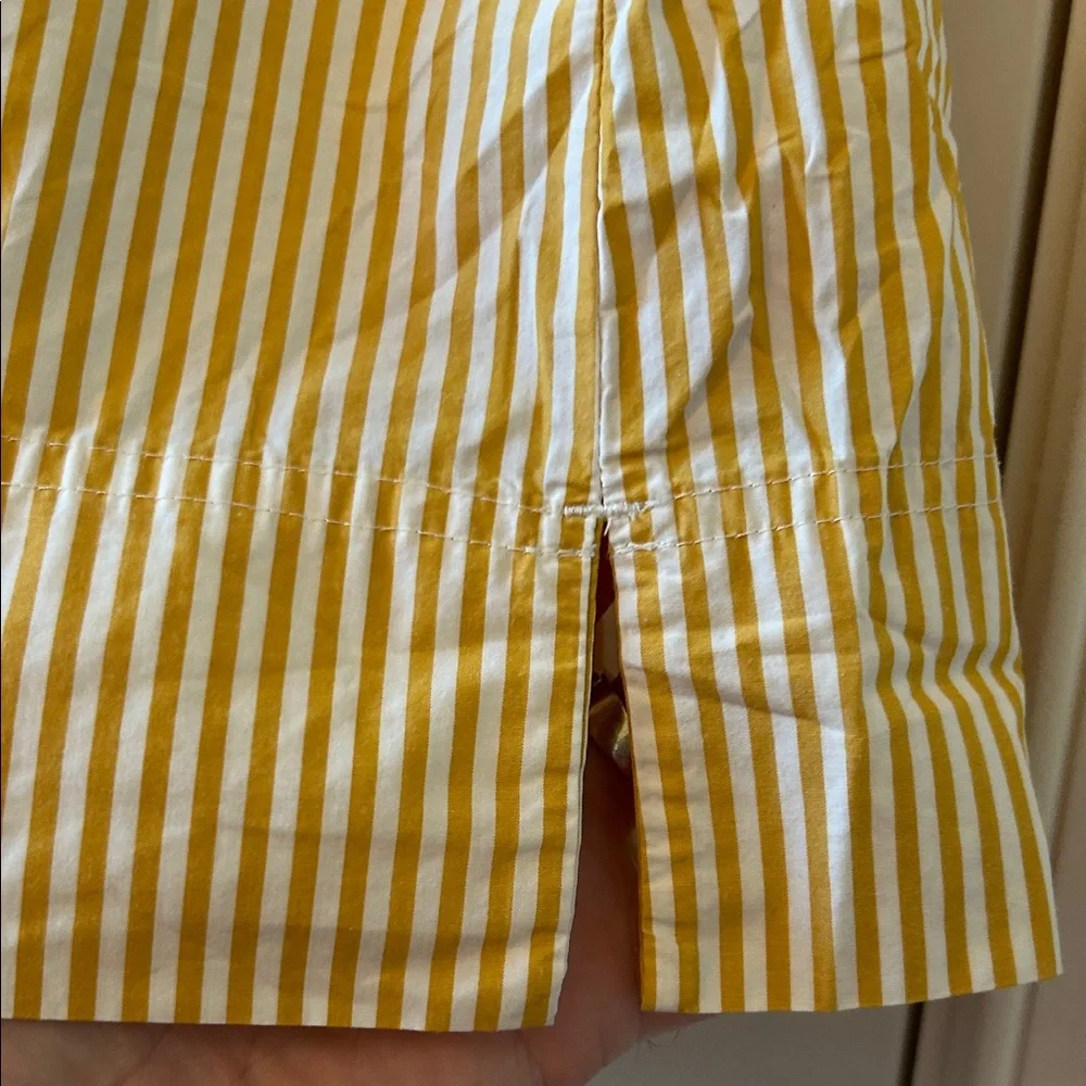 J.Crew Yellow White Striped Boatneck Puff Sleeve Blouse Top Size Medium